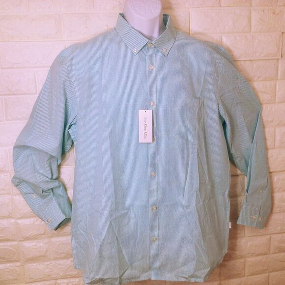 New NWT 90s-Y2K Calvin Klein+Co 426 Gulfstream Oxford Shirt Men-L Gingham Blue - Picture 2 of 8